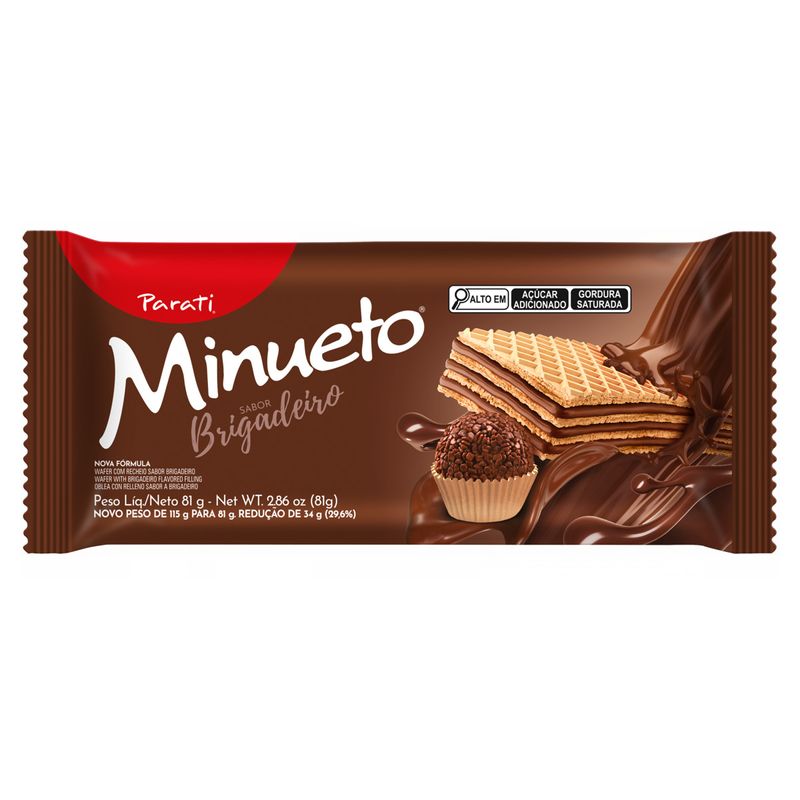 Biscoito Wafer Recheio Brigadeiro Minueto Pacote 81g