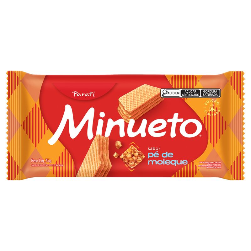 Biscoito Wafer Recheio Pé de Moleque Minueto Pacote 73g