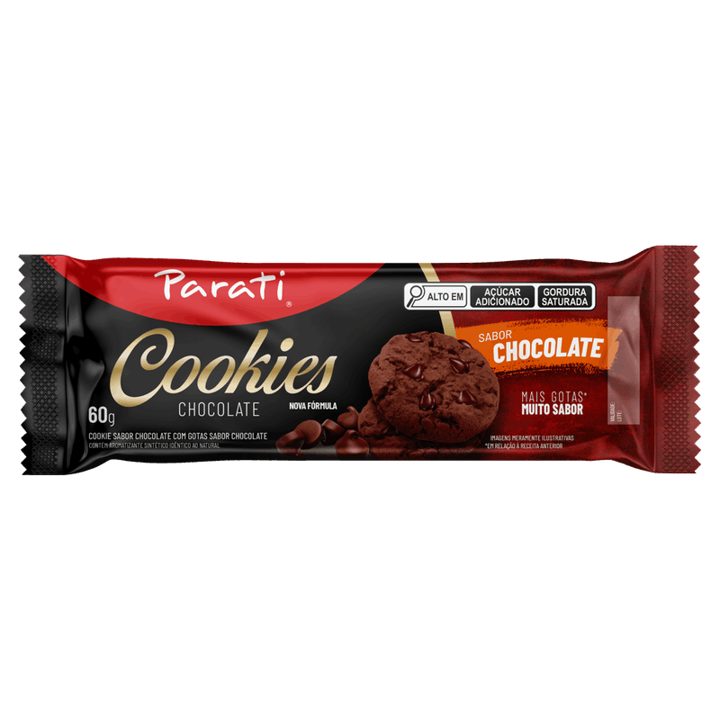 Biscoito Cookie Chocolate com Gotas de Chocolate Parati Pacote 60g