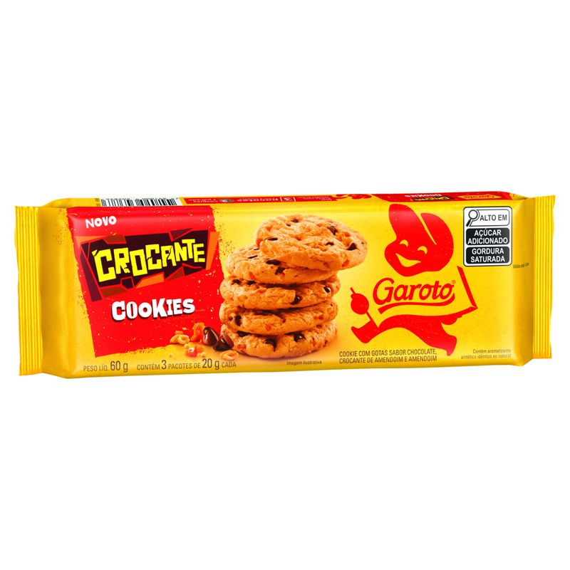 Biscoito Cookie com Gotas de Chocolate Crocante Garoto Pacote 60g