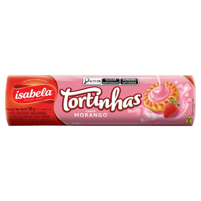 Biscoito Recheio Morango Isabela Tortinhas Pacote 140g