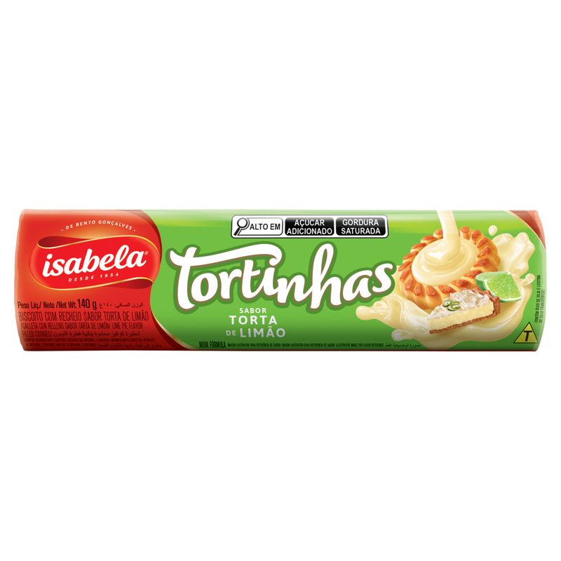 Biscoito Recheio Torta de Limão Isabela Tortinhas Pacote 140g