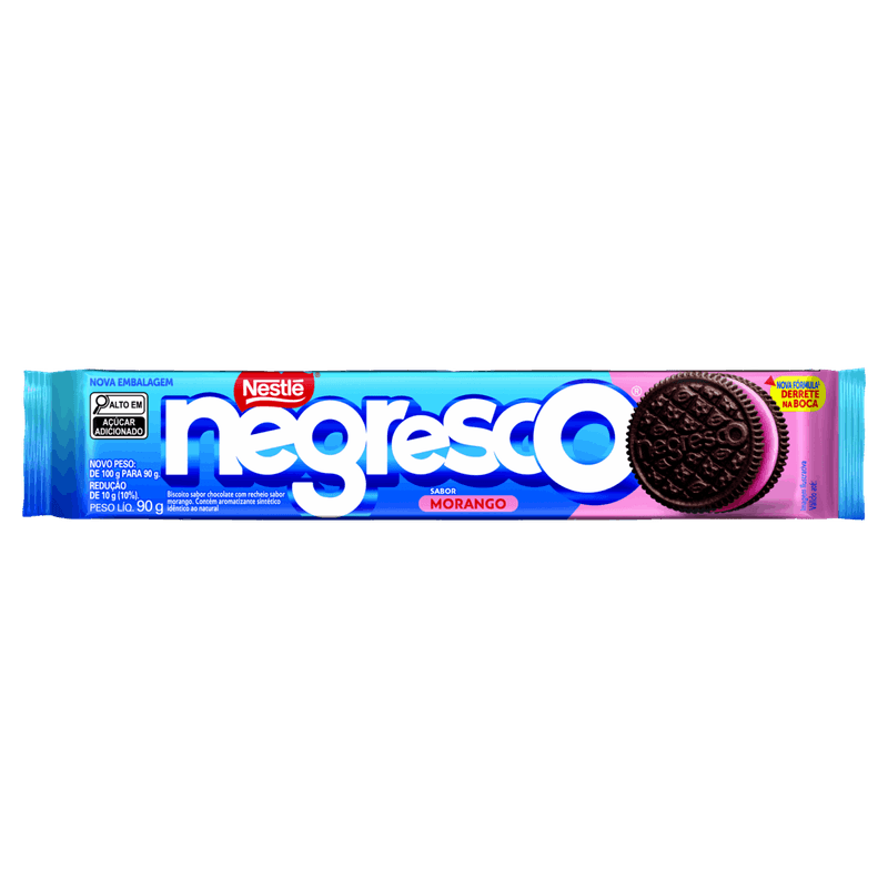 Biscoito Chocolate Recheio Morango Negresco Pacote 90g