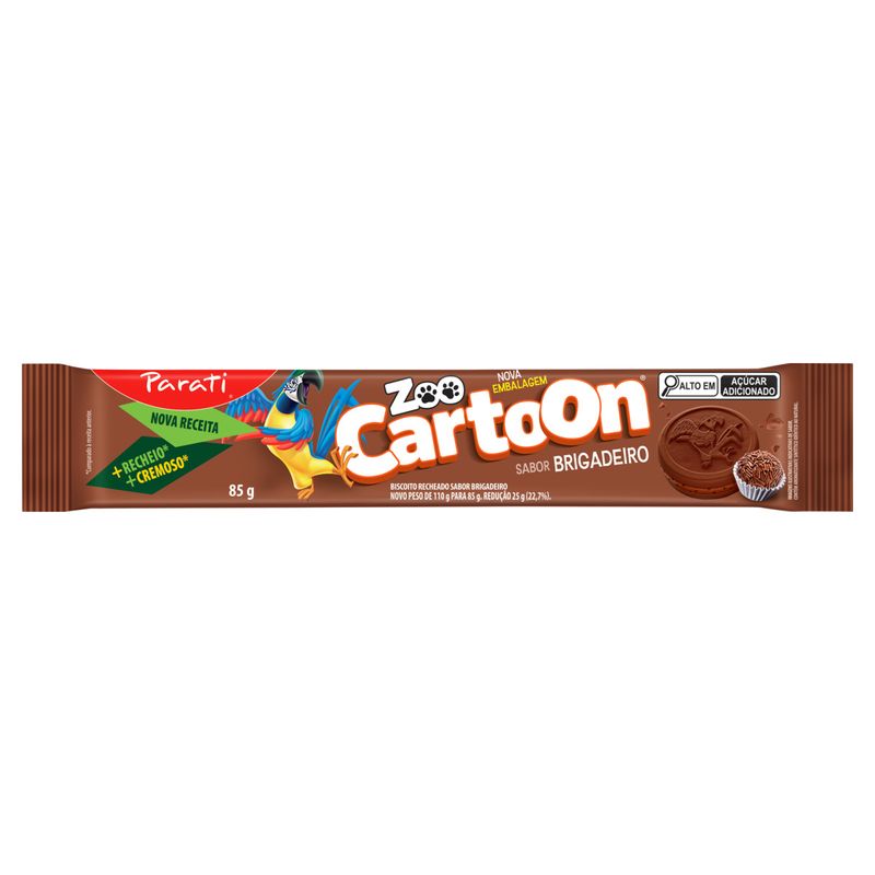 Biscoito Recheio Brigadeiro Zoo Cartoon Pacote 85g