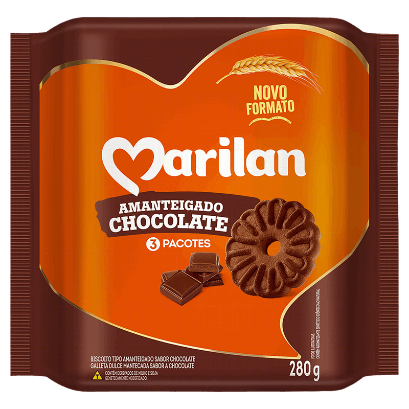 Biscoito Amanteigado Chocolate Marilan Pacote 280g