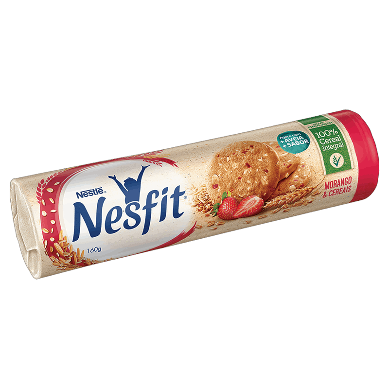 Biscoito Integral Morango & Cereais Nesfit Pacote 160g