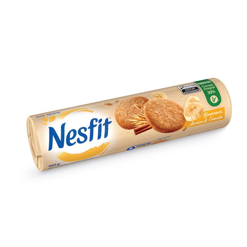 Biscoito Integral Banana, Aveia & Canela Nesfit Pacote 160g