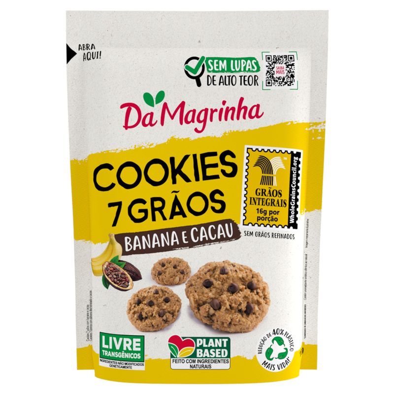 Biscoito Cookie Banana e Cacau Da Magrinha 7 Grãos Pouch 100g