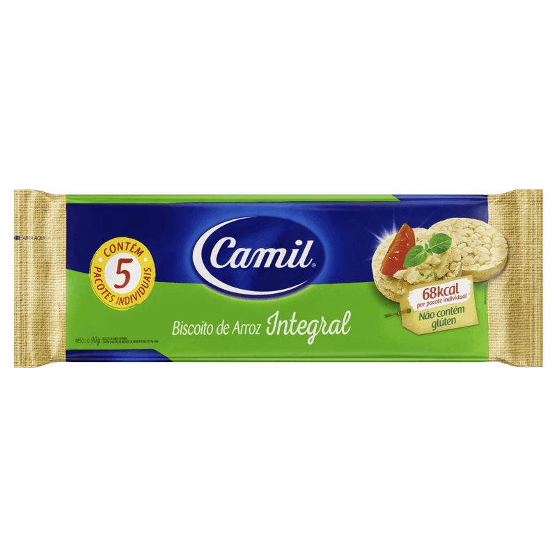 Biscoito de Arroz Integral Camil Pacote 90g 5 Unidades