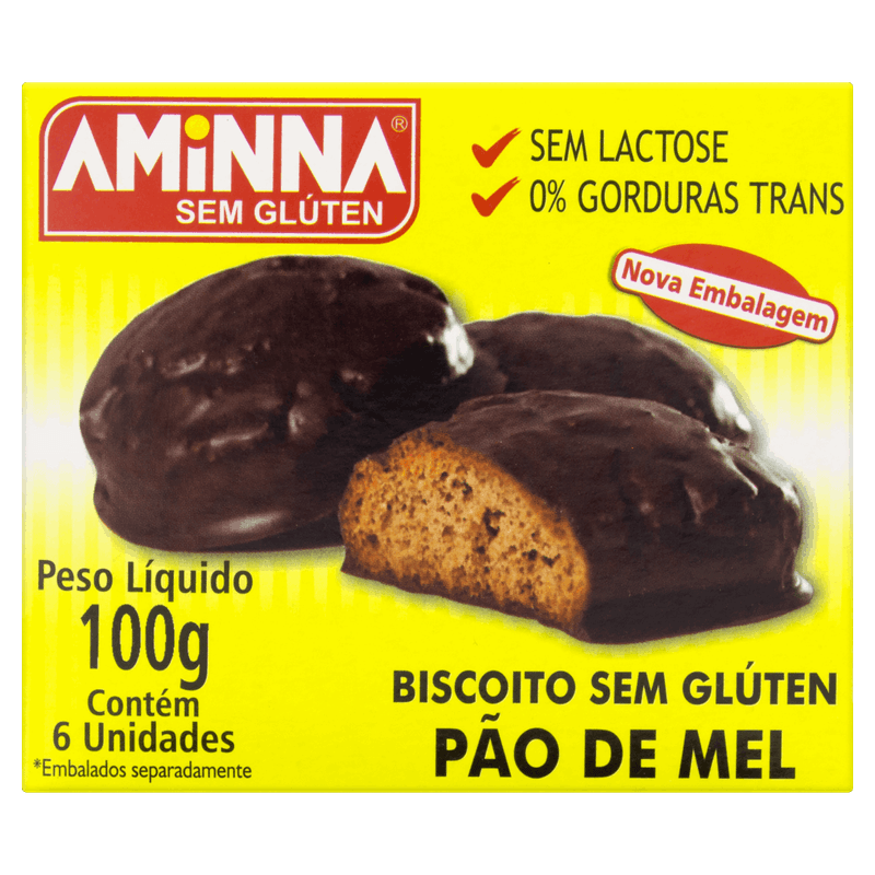 Pão de Mel sem Glúten Zero Lactose Aminna Caixa 100g
