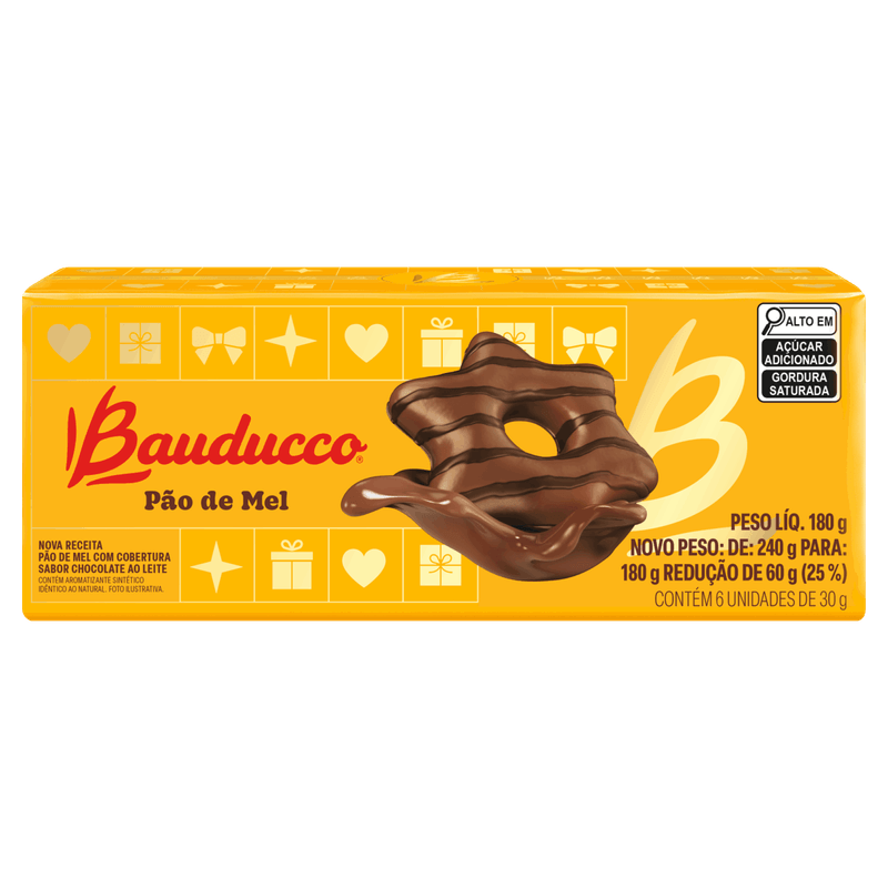 Pão de Mel Cobertura Chocolate ao Leite Bauducco Caixa 180g