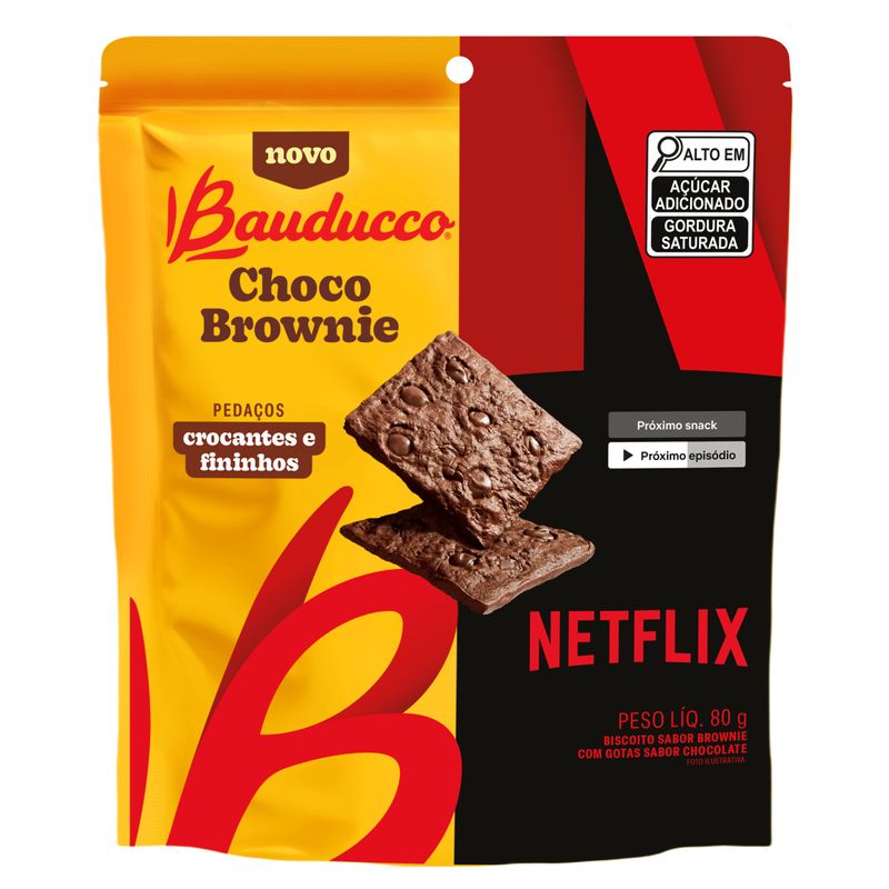 Biscoito com Gotas de Chocolate Choco Brownie Netflix Bauducco Pouch 80g