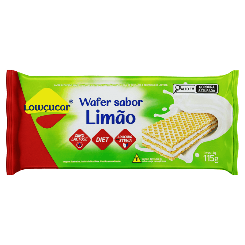 Biscoito Wafer Recheio Limão Zero Lactose Lowçucar Pacote 115g