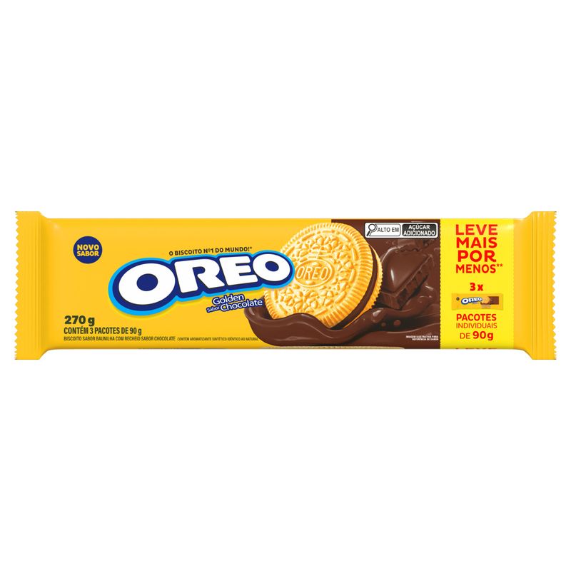 Biscoito Recheado Oreo Golden Chocolate Pacote 270g