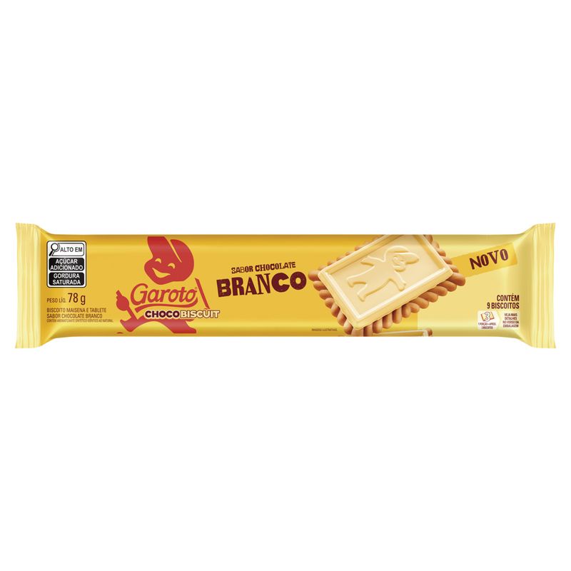 Biscoito Maisena e Tablete Chocolate Branco Garoto Choco Biscuit Pacote 78g