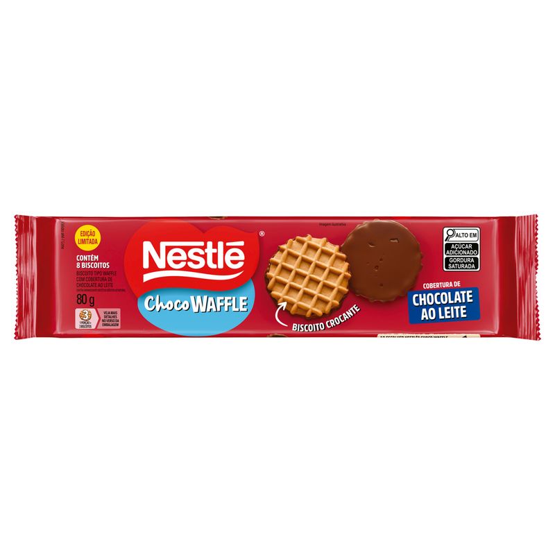 Biscoito Waffle com Cobertura Chocolate ao Leite Nestlé Choco Pacote 80g