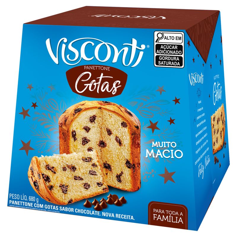 Panettone com Gotas de Chocolate Visconti Caixa 680g