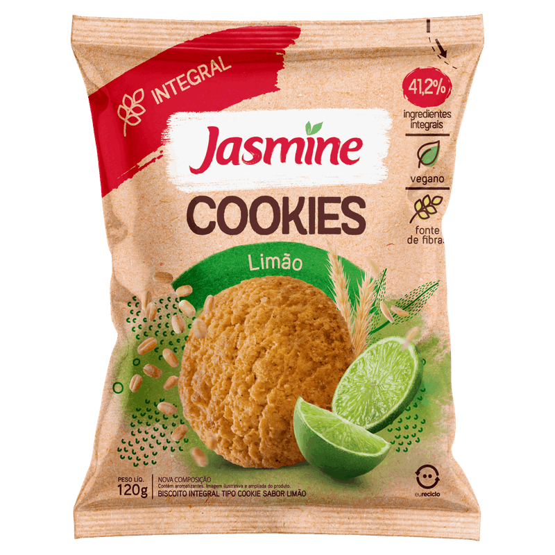 Biscoito Cookie Integral Limão Jasmine Pacote 120g