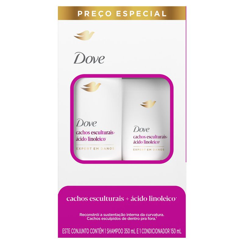 Kit Shampoo 350ml + Condicionador 150ml Dove Cachos Esculturais + Ácido Linoleico