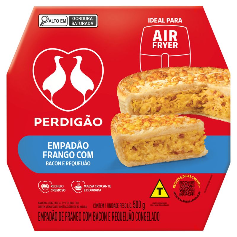 Empadão Congelado Frango com Bacon e Requeijão Perdigão Caixa 500g