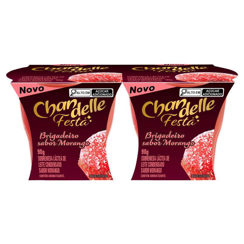 Sobremesa Láctea Brigadeiro Morango Chandelle Festa Pote 90g