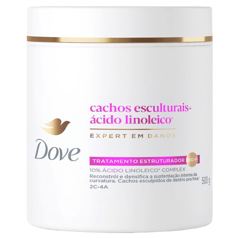 Máscara de Tratamento Estruturador Dove Cachos Esculturais + Ácido Linoleico Pote 500g