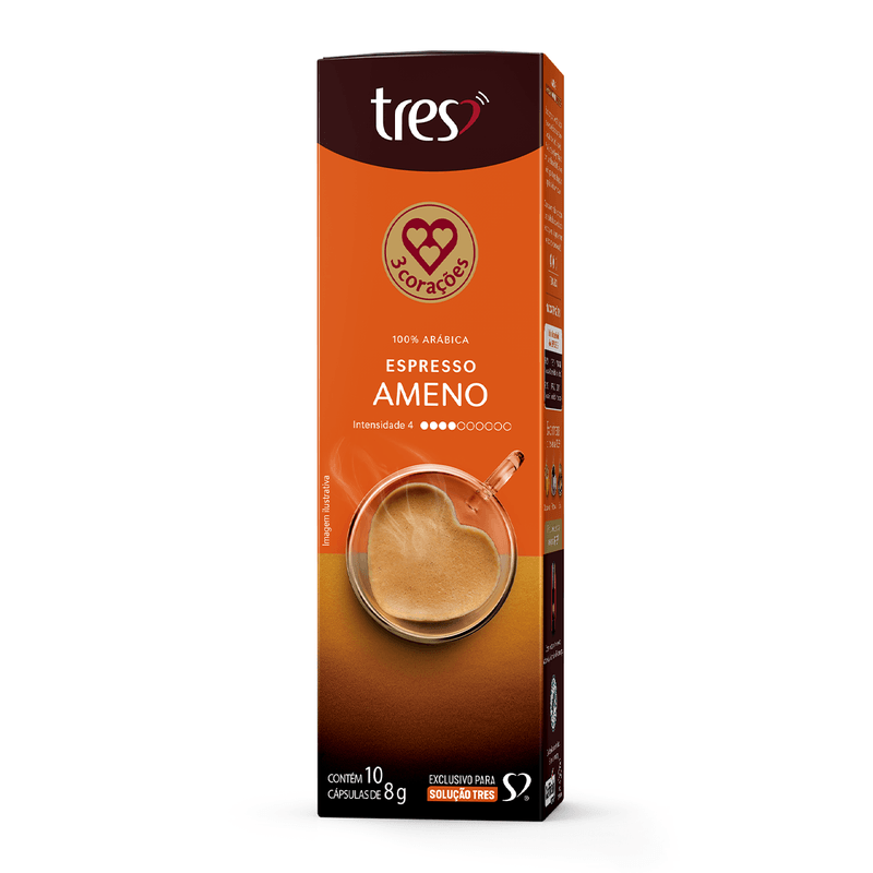 Café Três Corações 10 cápsulas Espresso Ameno Caixa 80g