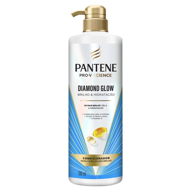 Condicionador Pantene Diamond Glow Brilho & Hidratação Frasco 510ml Pump