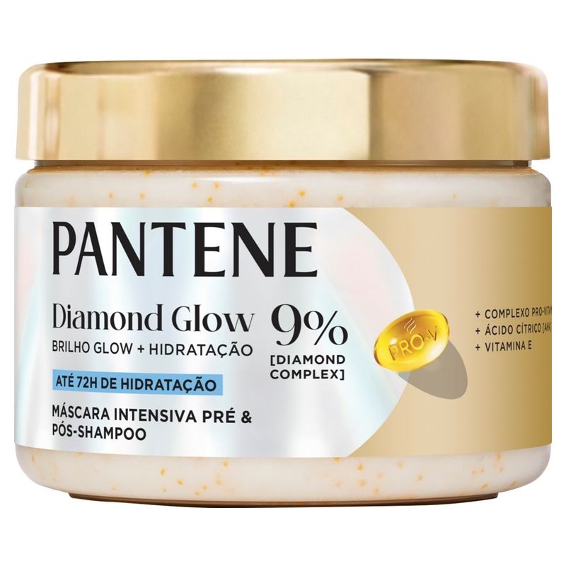 Máscara Intensiva Pantene Diamond Glow Brilho + Hidratação Pote 270ml