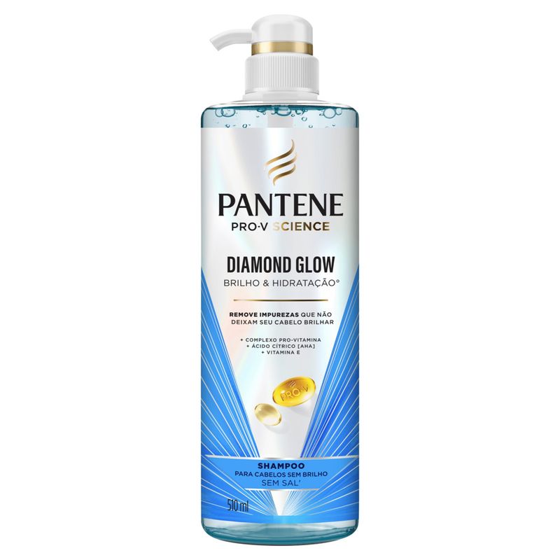 Shampoo Pantene Diamond Glow Brilho & Hidratação Frasco 510ml Pump