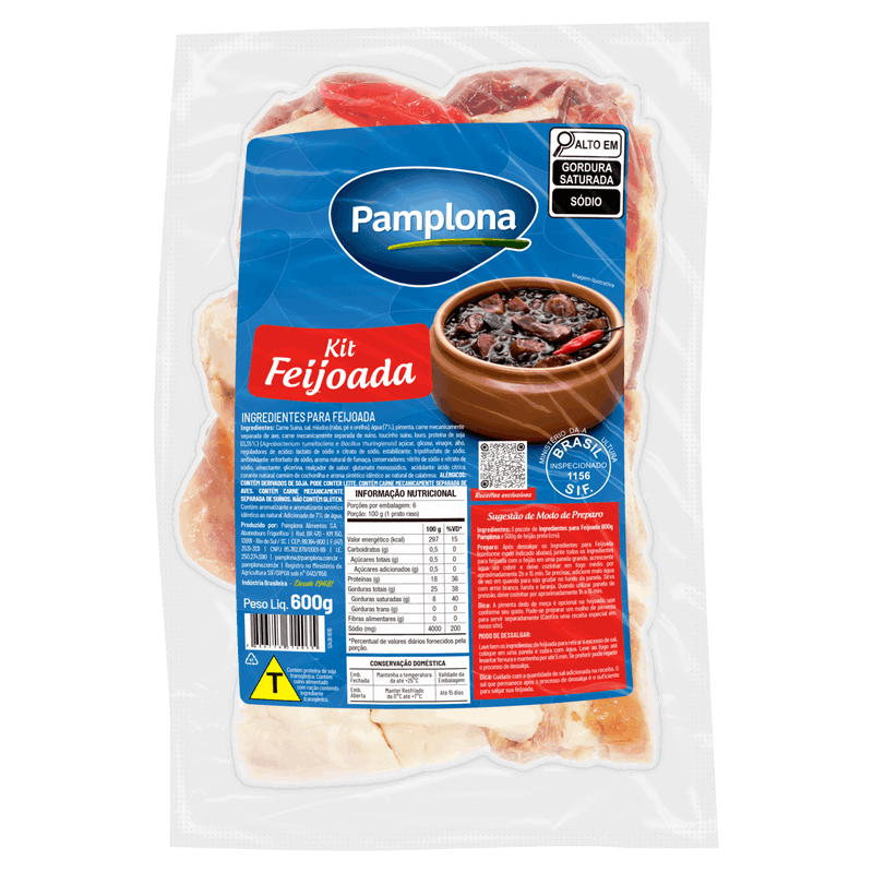 Ingredientes para Feijoada Pamplona Pacote 600g