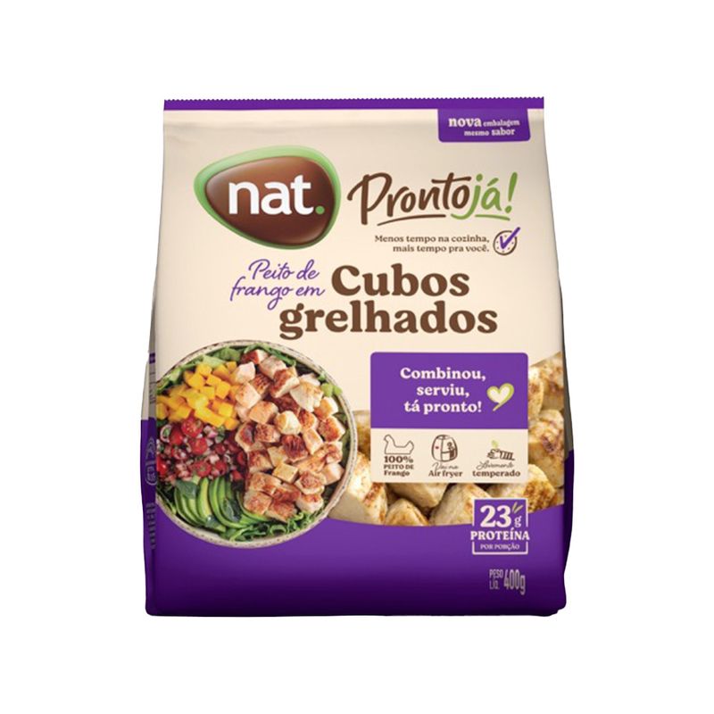 Peito De Frango Grelhado Em Cubos Nat Pacote 400g