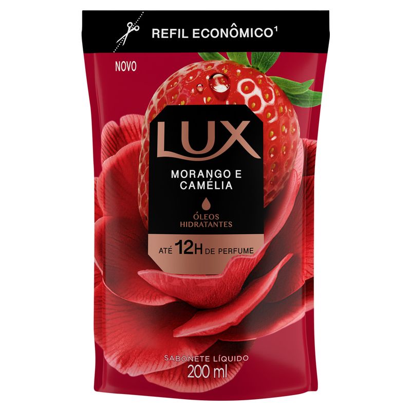 Sabonete Líquido Morango e Camélia Lux Sachê 200ml Refil Econômico