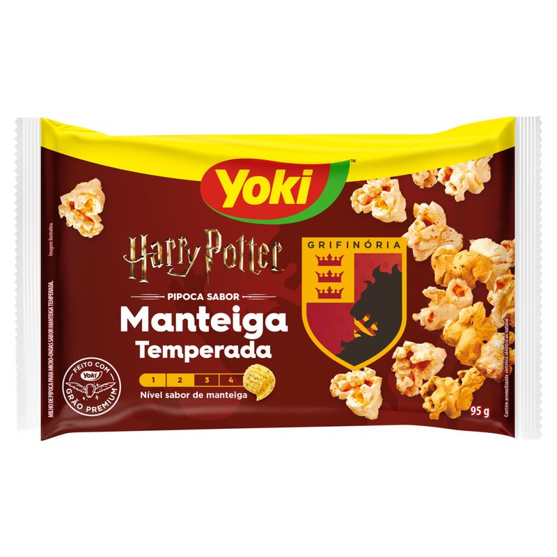 Pipoca para Micro-Ondas Manteiga Temperada Harry Potter Grifinória Yoki Pacote 95g