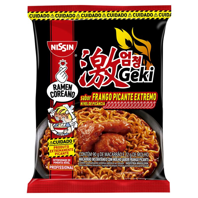Macarrão Instantâneo Ramen Frango Picante Extremo Nissin Geki Pacote 112g