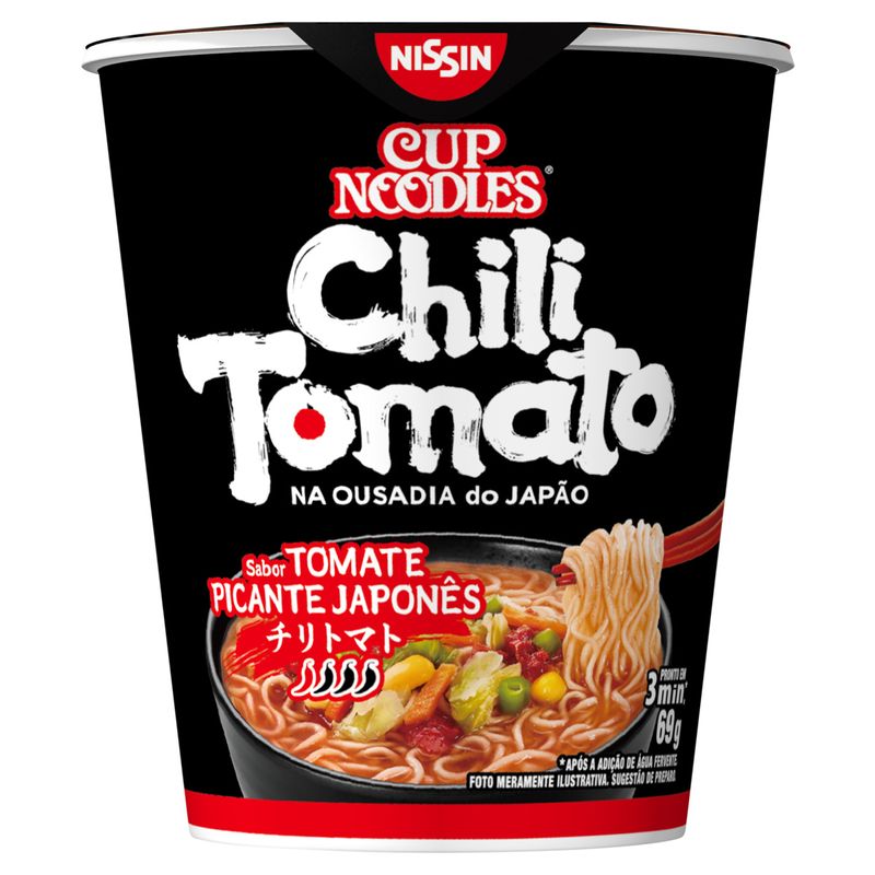 Macarrão Instantâneo Chili Tomato Cup Noodles Na Ousadia do Japão Copo 69g
