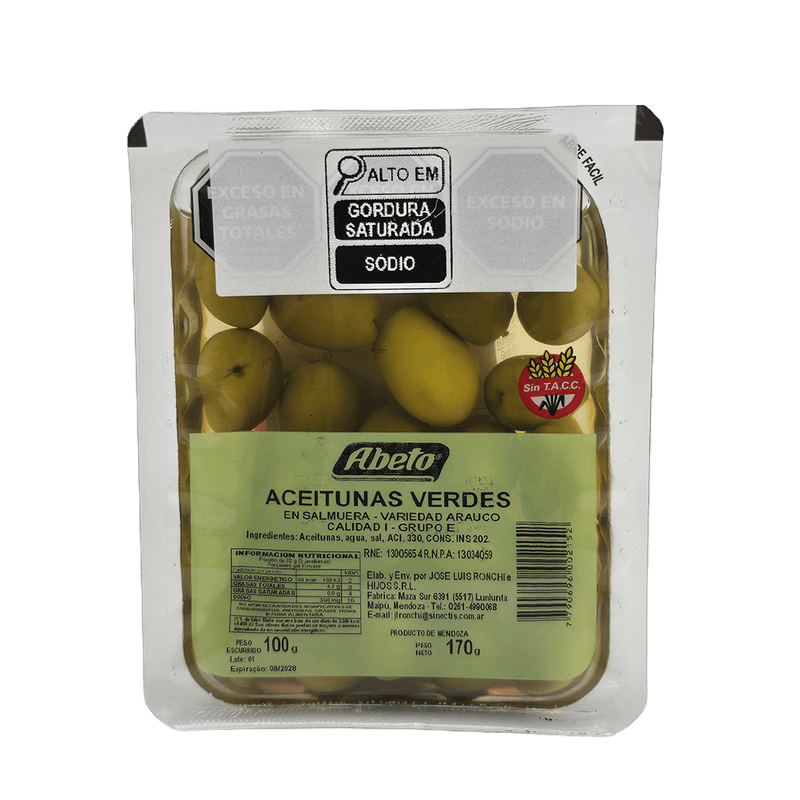 Azeitona Verde Abeto com Caroço Sachê 100g