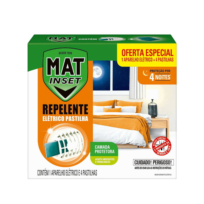 Kit 1 Aparelho + 4 Repelentes Pastilha Elétrico Mat Inset