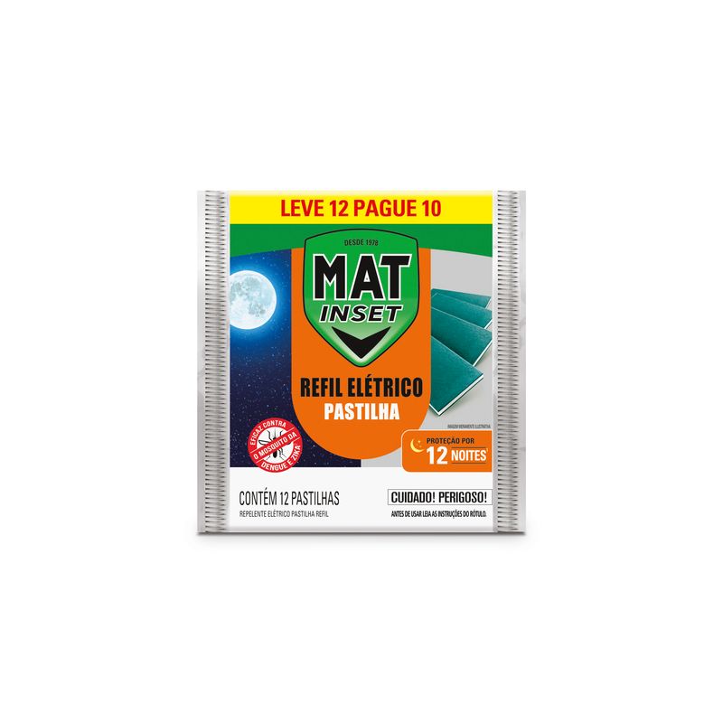 Repelente Pastilha Elétrico Mat Inset Pacote Leve 12 Pague 10 Unidades Refil