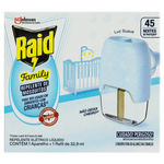 Kit Aparelho Elétrico + Refil Repelente Líquido 45 Noites Raid Family 32,9ml