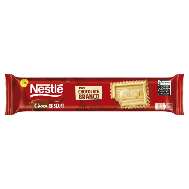 Biscoito Maisena Chocolate Branco Nestlé Choco Biscuit Pacote 78g