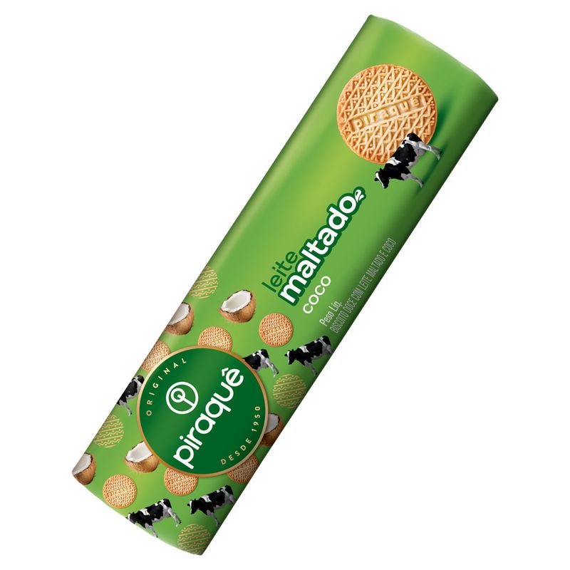 Biscoito Piraque Leite Maltado Coco Pacote 132g