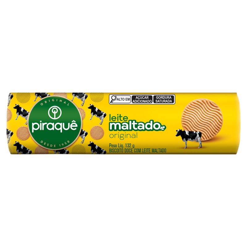 Biscoito Piraque Leite Maltado Original Pacote 132g