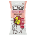 Biscoito de Arroz Integral Cobertura Chocolate ao Leite Zero Açúcar Fit Food Pacote 60g