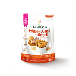 Biscoito Salgado Palitos de Quinoa e Gergelim Leve Croc Pacote 120g