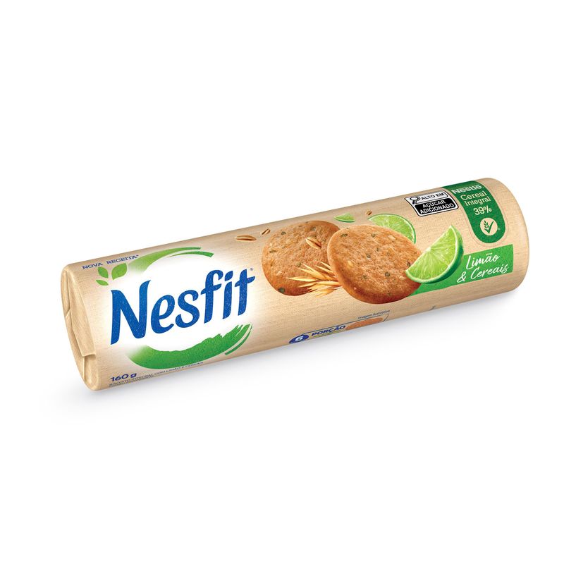 Biscoito Integral Limão & Cereais Nesfit Pacote 160g