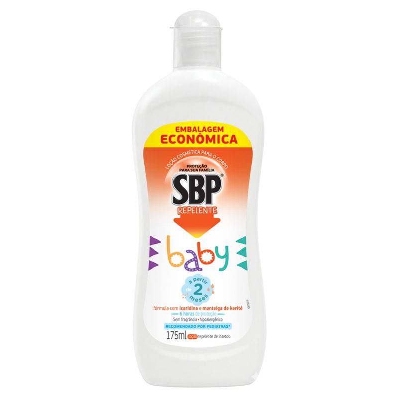 Repelente Loção sem Perfume SBP Baby Squeeze 175ml Embalagem Econômica