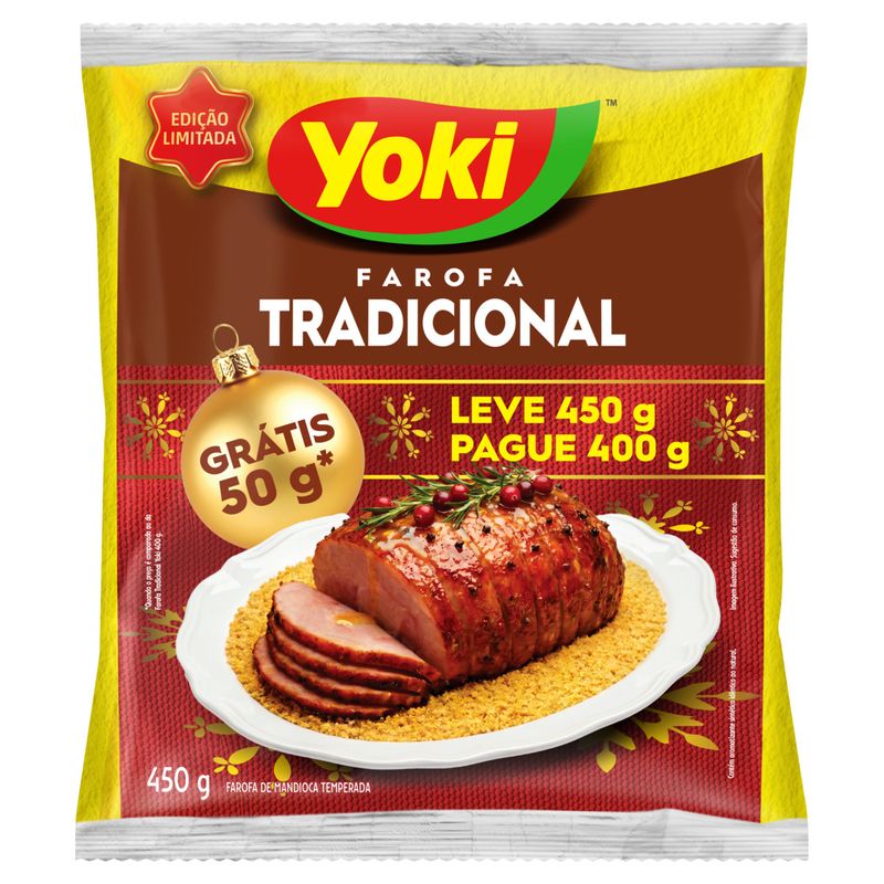 Farofa de Mandioca Tradicional Yoki Pacote Leve 450g Pague 400g