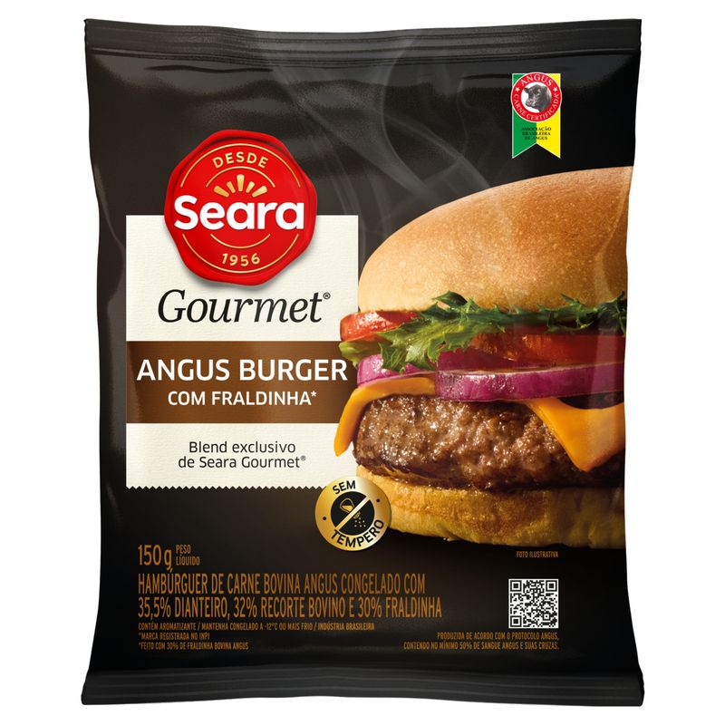 Hambúrguer de Carne Bovina Fraldinha Angus Blend Seara Gourmet Pacote 150g