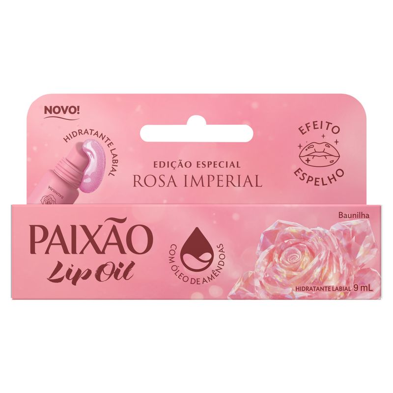 Lip Oil Baunilha Paixão Caixa 9ml Edição Especial Rosa Imperial